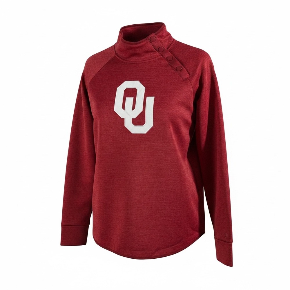 Colosseum Oklahoma Sooners Womens Medium Crimson‎ Snap Neck Pullover Sweatshirt